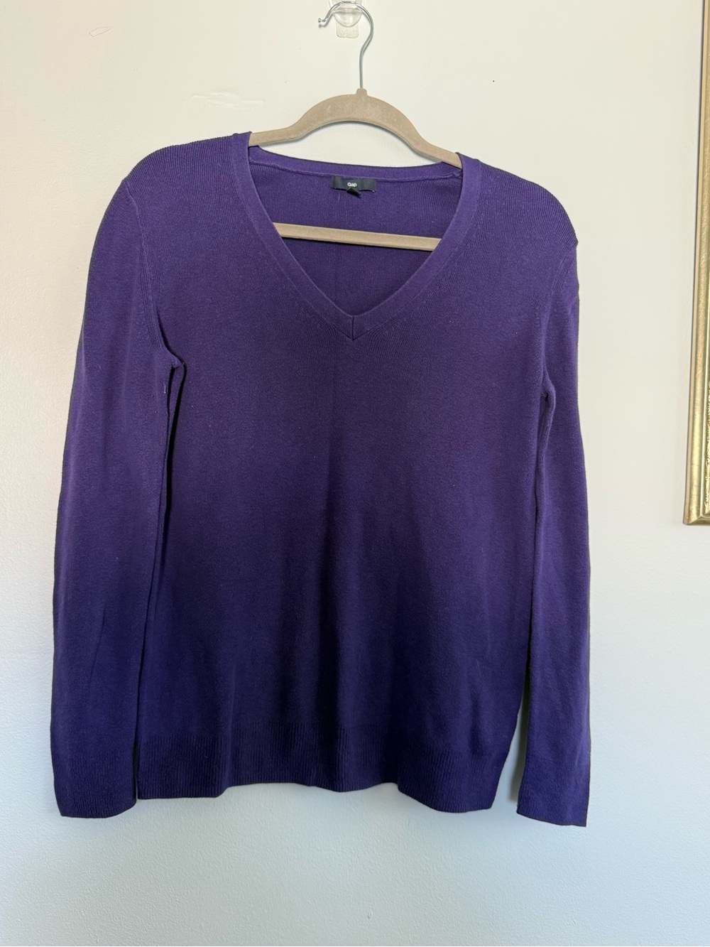 GAP Women's Purple V-Neck Sweater